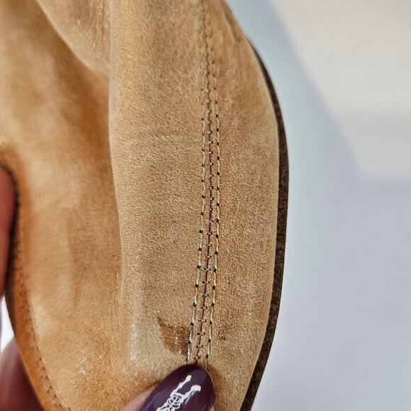 Lucky Brand Mahzan Flat Loafer Bootie Tan Leather Women's 10 Boho Chic - Picture 10 of 11